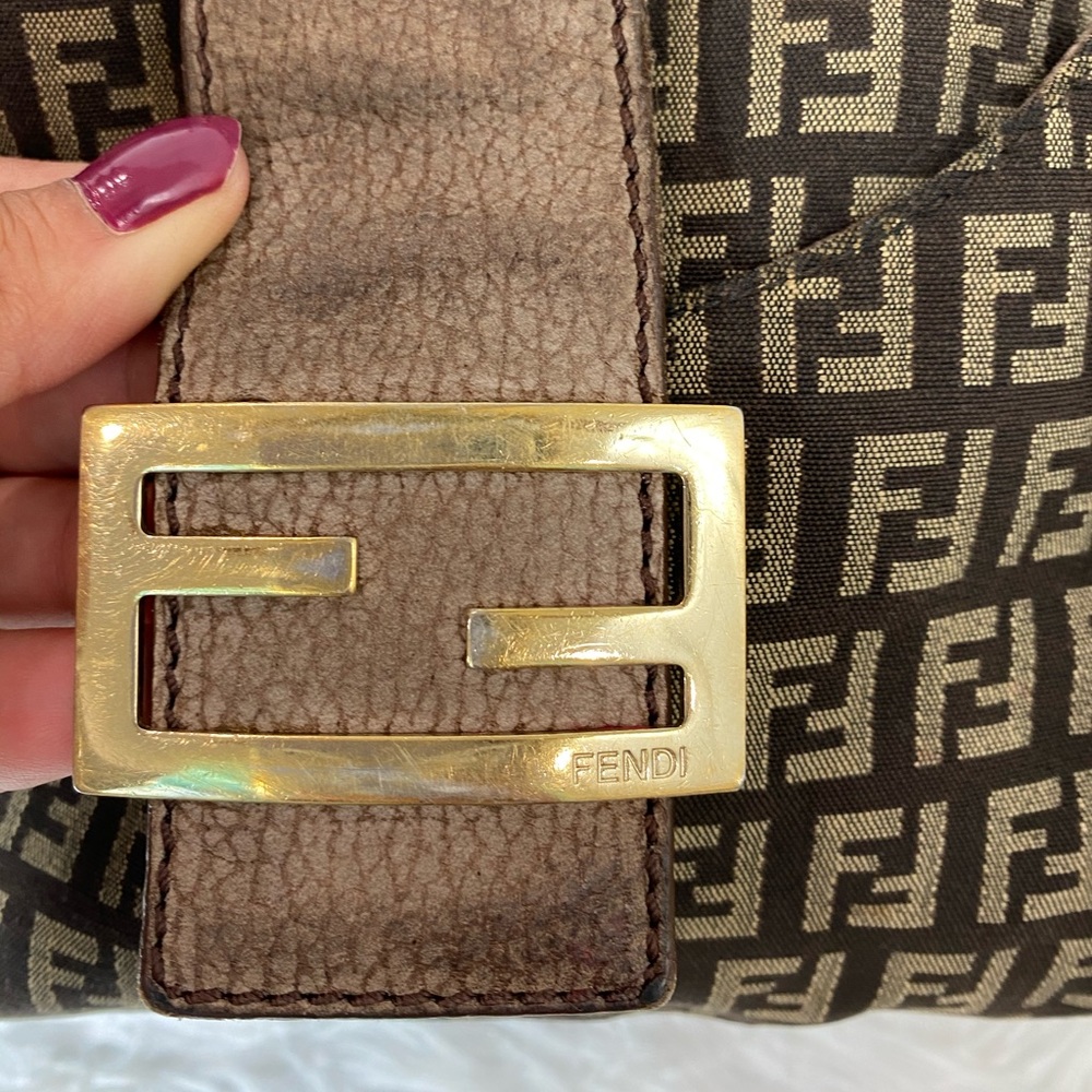 FENDI Brown Zucca Leather Satchel - Vintage - Picture 6 of 13